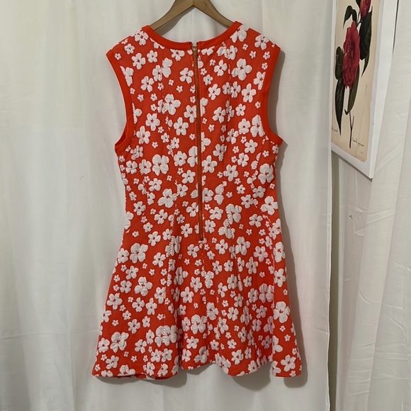 Juicy Couture Orange with White Flowers Sleeveless Pleated Skirt Dress a267 - Picture 4 of 4